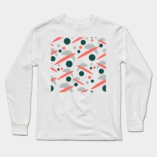 Abstract Shapes Pattern Green Coral Grey Long Sleeve T-Shirt